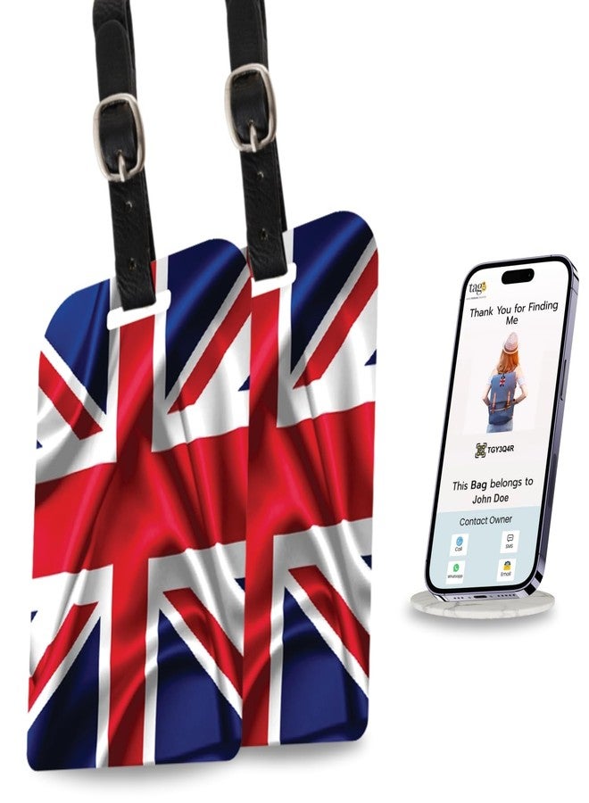 tag8 [Pack 2] tag8 Great Britain Flag Tag Smart Bag tag |Trendy Luggage tag ID Identification | Suitcase Tag | Fashionable Digital Name tag | Airline Compliant, SITA World Tracer Code Enabled | Gift idea - Image 1
